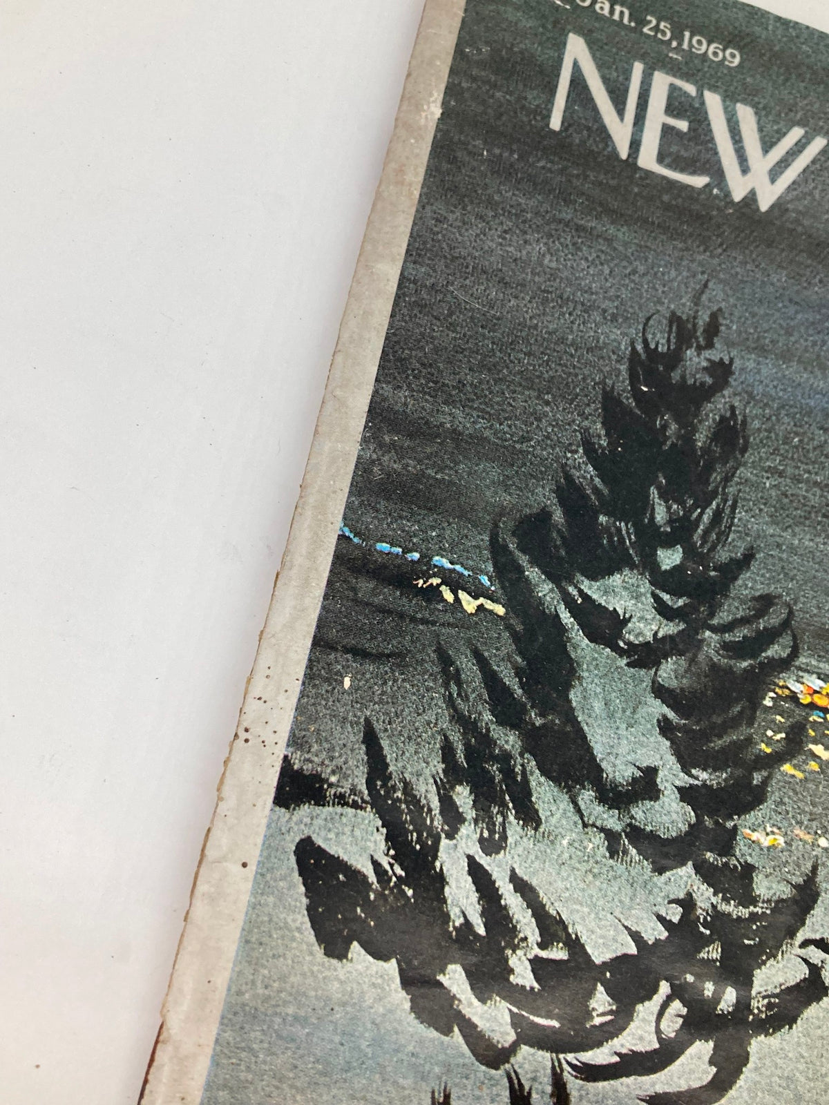 The New Yorker Full Magazine January 25 1969 cover detail, highlighting dark tree artwork by Preston.