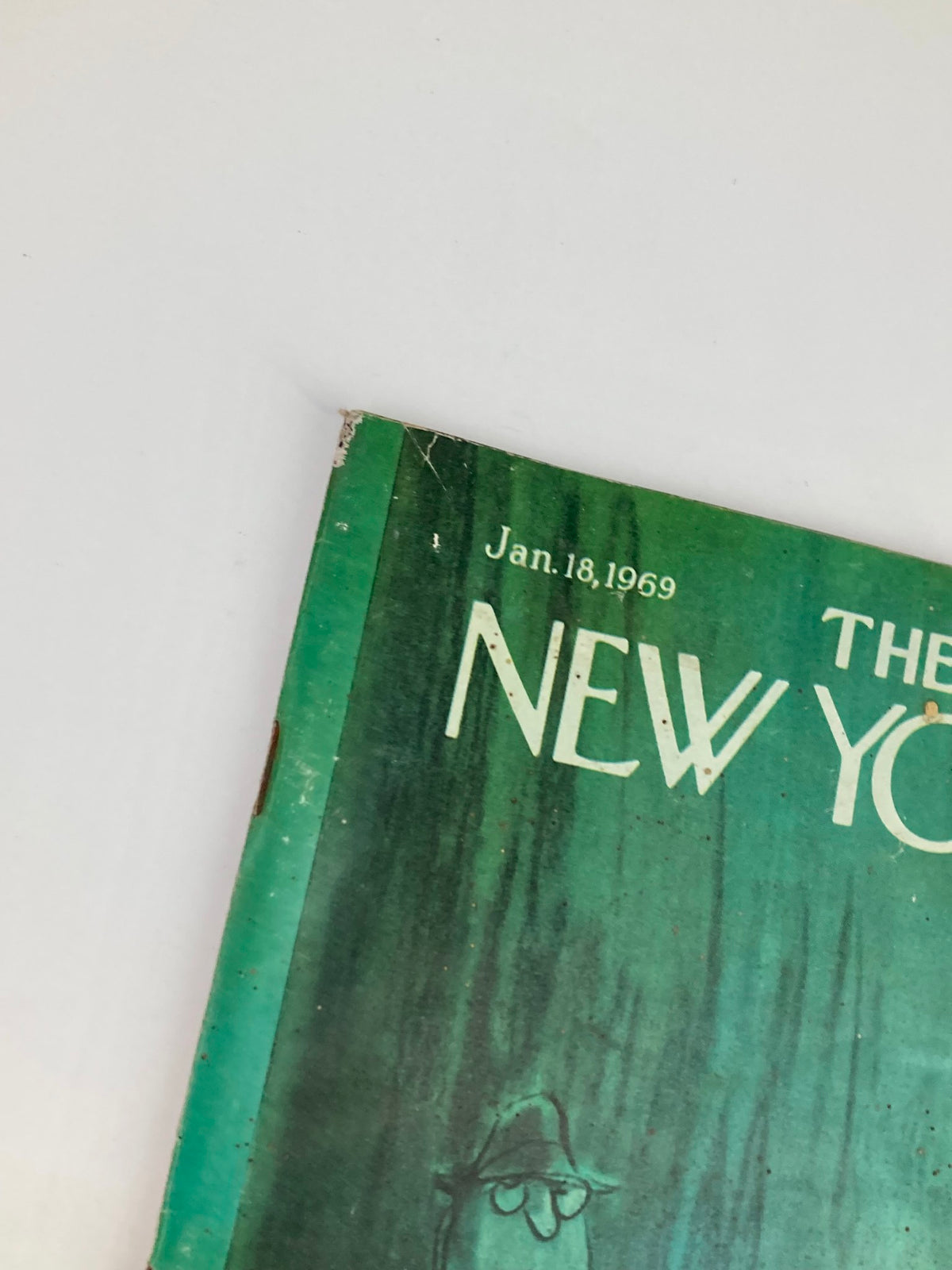 Cover detail of The New Yorker Full Magazine January 18, 1969, featuring the date and part of the title."The New Yorker" with the distinctive design.