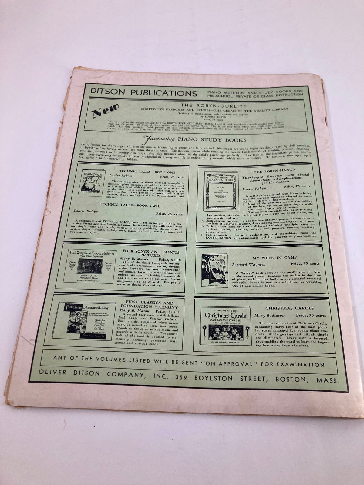 Back cover of VTG Etude The Music Magazine August 1933 presenting additional advertisements for music-related publications.