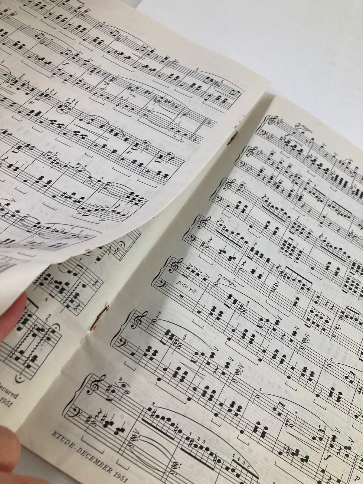 Interior pages of VTG Etude The Music Magazine December 1951 displaying music scores and compositions relevant to the holiday season.