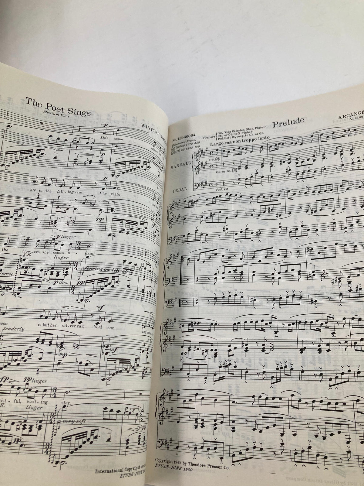 Musical score page from VTG Etude The Music Magazine June 1950, featuring the piece 'The Poet Sings', highlighting instructional content related to flute mastery in Volume 68 Issue 6.