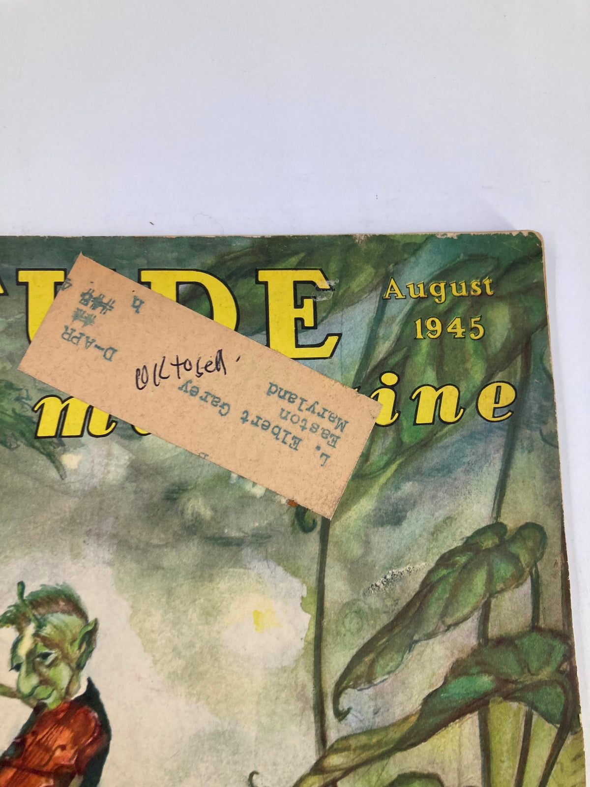 Cover page of VTG Etude The Music Magazine, August 1945, Volume 63, Number 8, featuring colorful artwork and a label.