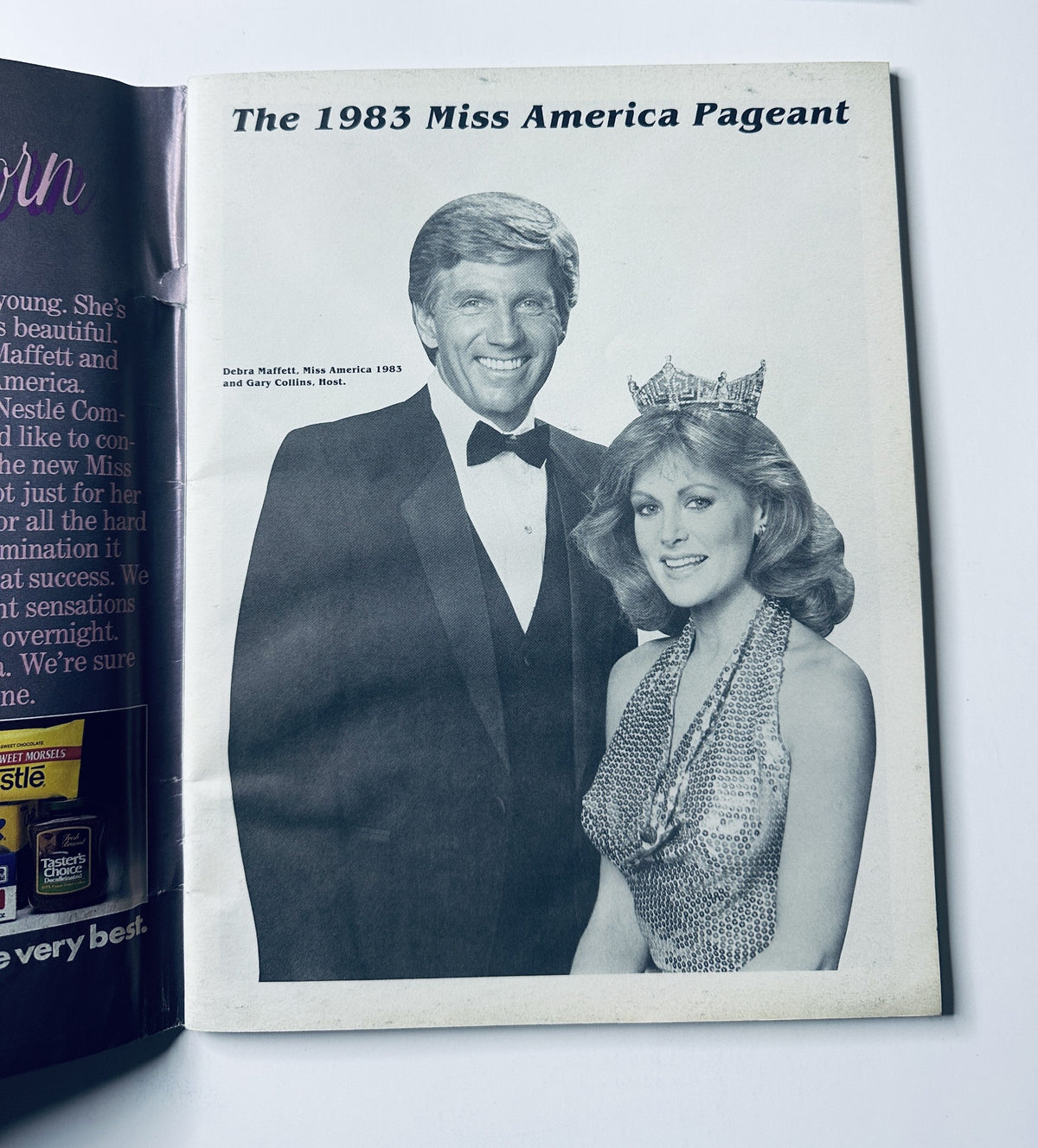 Cover of The 1983 Miss America Pageant Magazine Official Program featuring Debra Maffett, Miss America 1983, alongside host Gary Collins.