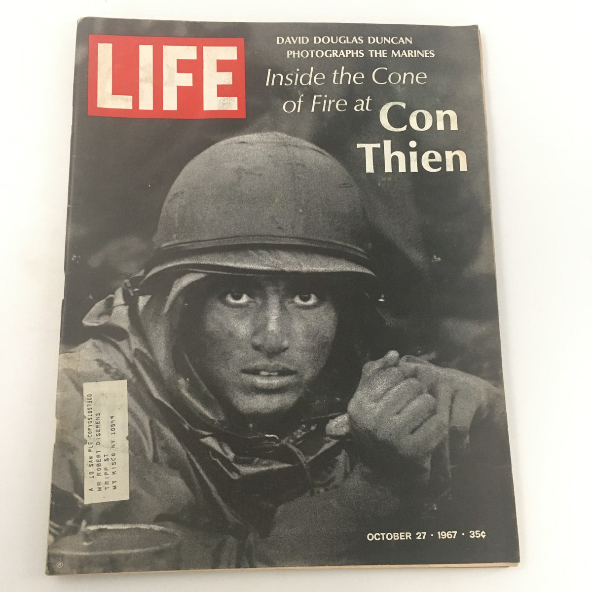 Cover of VTG Life Magazine October 27 1967 featuring a striking photograph of a U.S. Marine, captured by renowned photographer David Douglas Duncan.