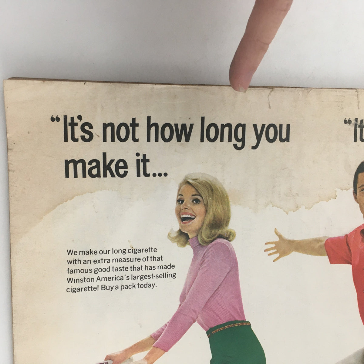 Back advertisement page of VTG Life Magazine October 27 1967 showcasing a vintage Winston cigarette ad with a smiling woman promoting the product.