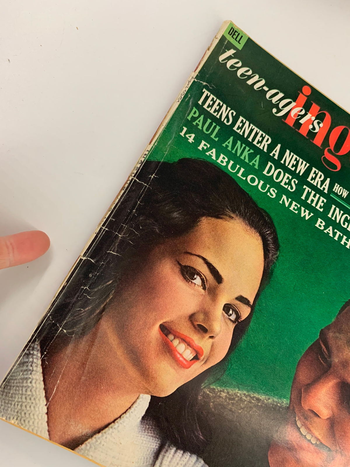 Close-up view of the VTG Teen-Agers Ingenue Magazine April 1961 cover, highlighting Paul Anka's feature and the logo with vibrant colors.