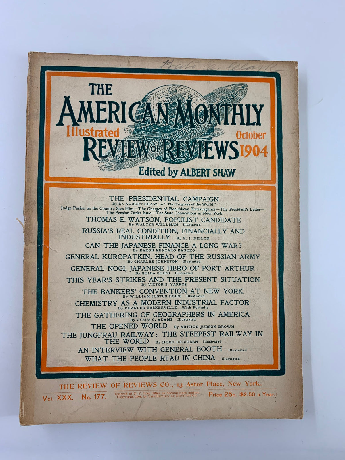 Cover of VTG The American Monthly Magazine October 1904 focusing on The Presidential Campaign, featuring articles on political conditions and notable figures of the early 20th century.