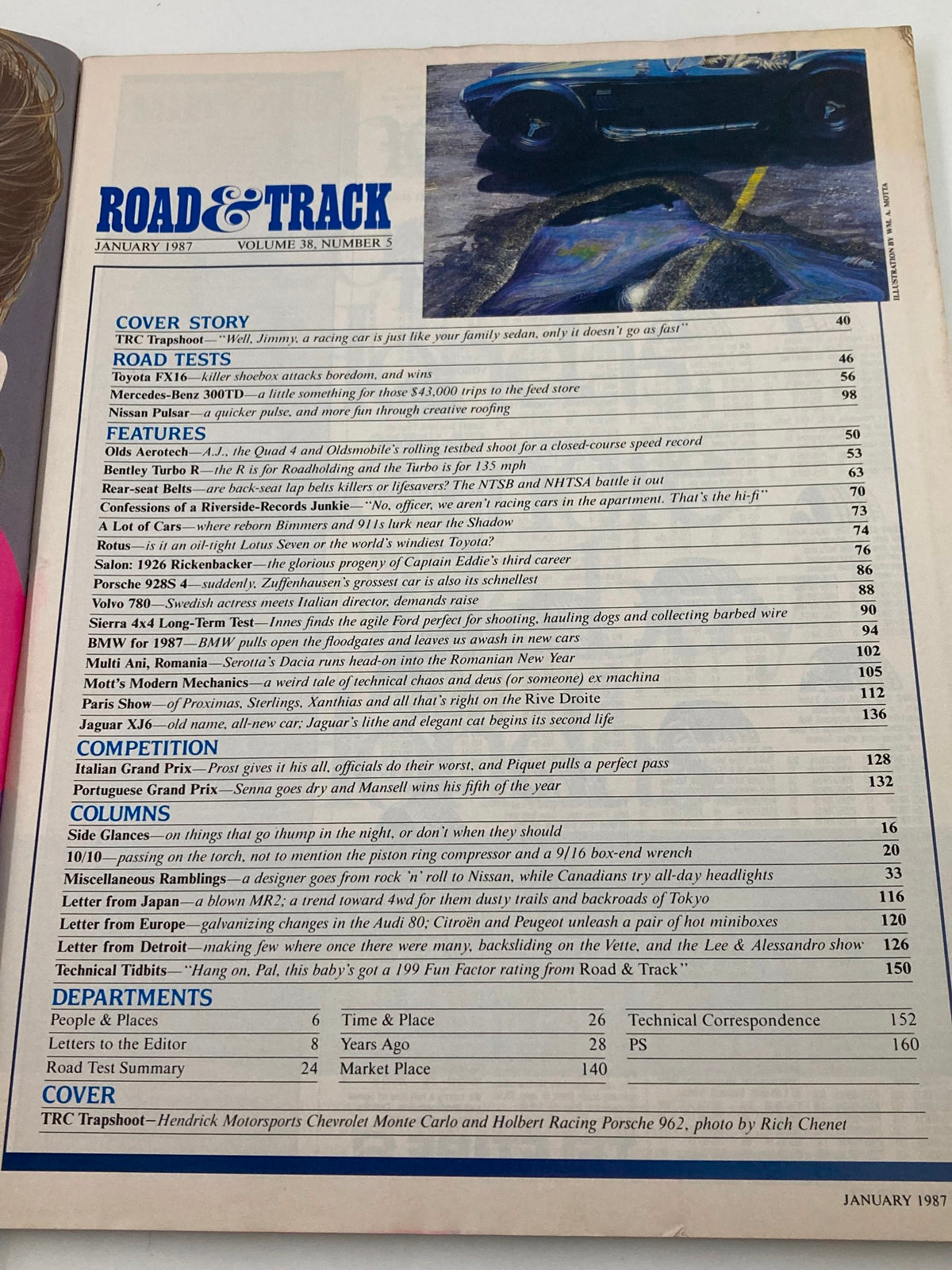 Vintage Road & Track Magazine January 1987 Vol 38 #35 Holbert Racing Porsche 962