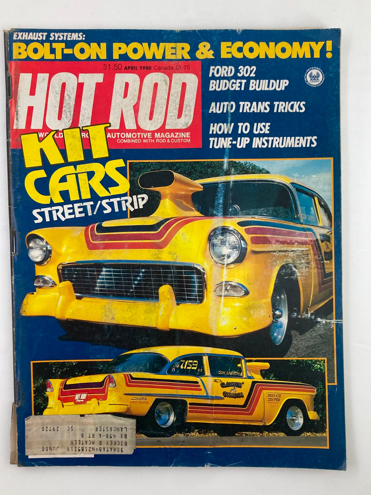 Cover of VTG Hot Rod Magazine April 1980 Vol 33 #4 How To Use Tune-Up Instruments featuring a classic yellow car with racing stripes.