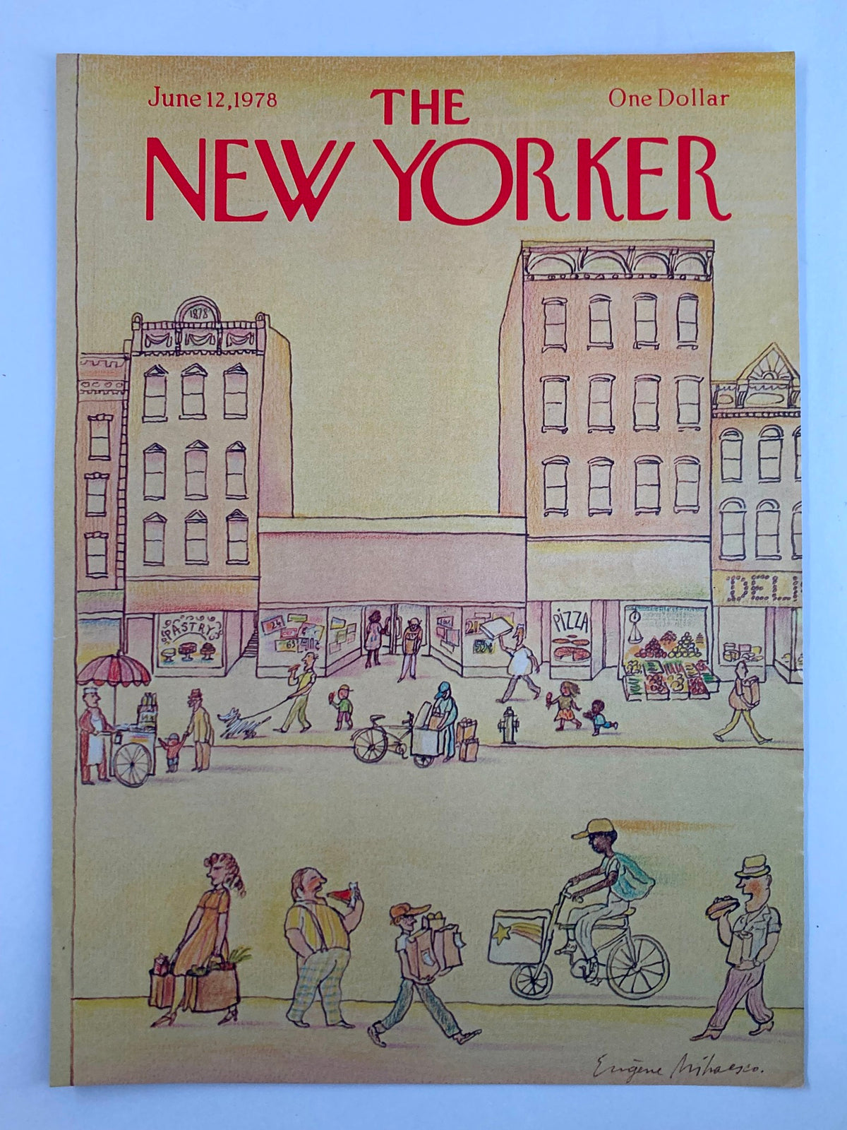 Cover of The New Yorker June 12, 1978 featuring City Store Shops by Eugene Mihaesco, illustrating a colorful scene of city shopping and daily life in New York City.