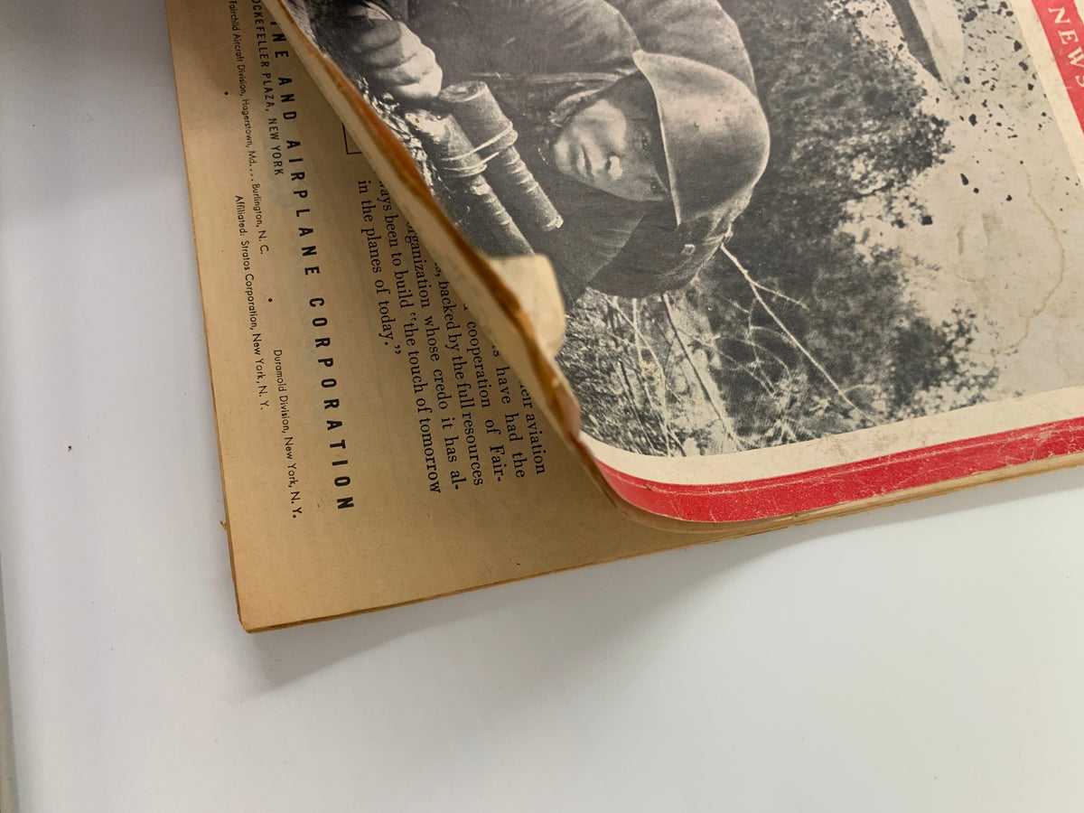 Inside view of VTG Newsweek Magazine July 17 1944 showing the continuation of the cover image, highlighting the magazine's vintage condition and historical significance.