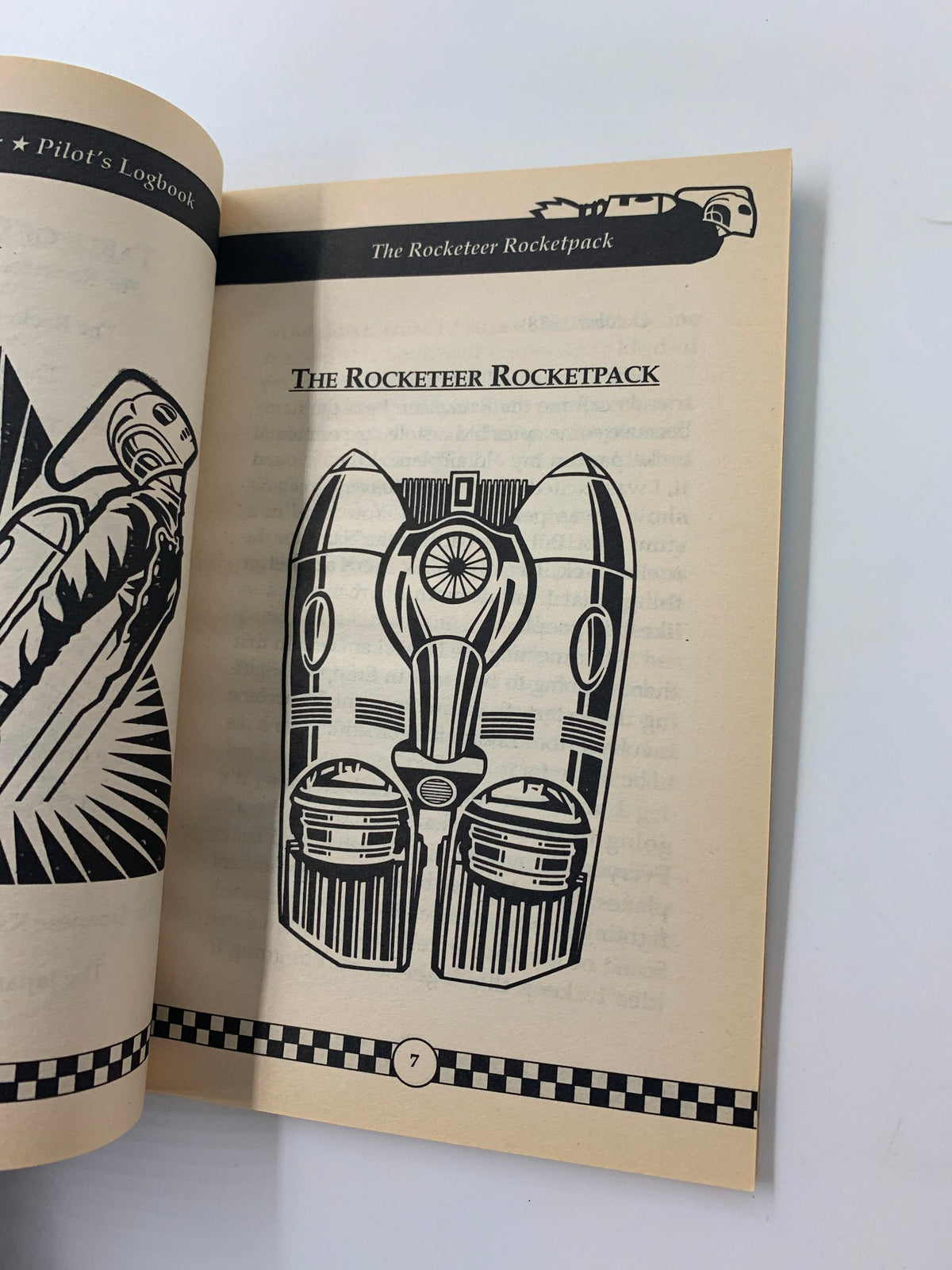 Illustration from the Walt Disney The Rocketeer Pilot's Logbook Cliff Secord's Secret Aircraft Manual, depicting the characteristic design of The Rocketeer rocketpack.