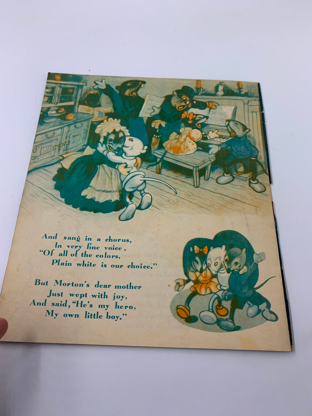 Illustration from the 1948 Morton Action Toy Book, portraying a joy-filled moment with characters celebrating, capturing the essence of the story and imaginative play.