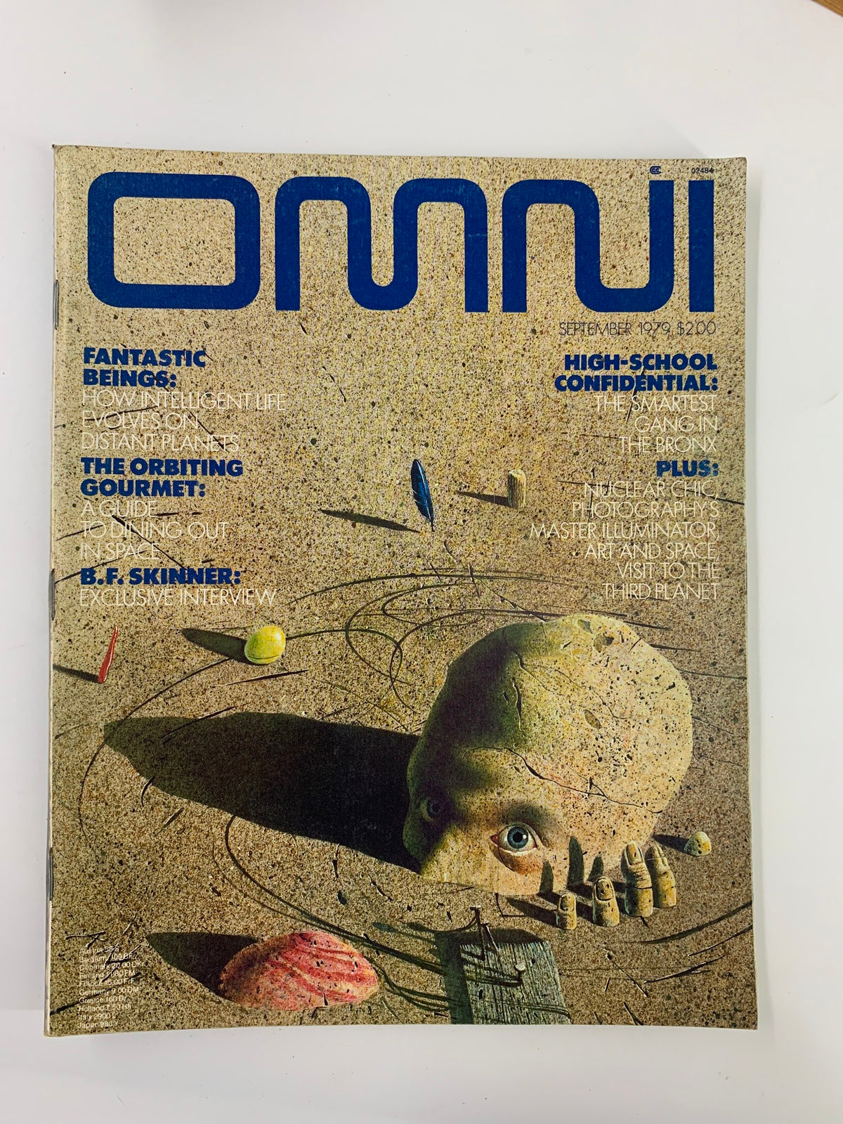Cover of VTG Omni Magazine September 1979, featuring 'A Guide to Dining Out in Space' with imaginative artwork, reflecting the futuristic dining concepts of the late 70s.