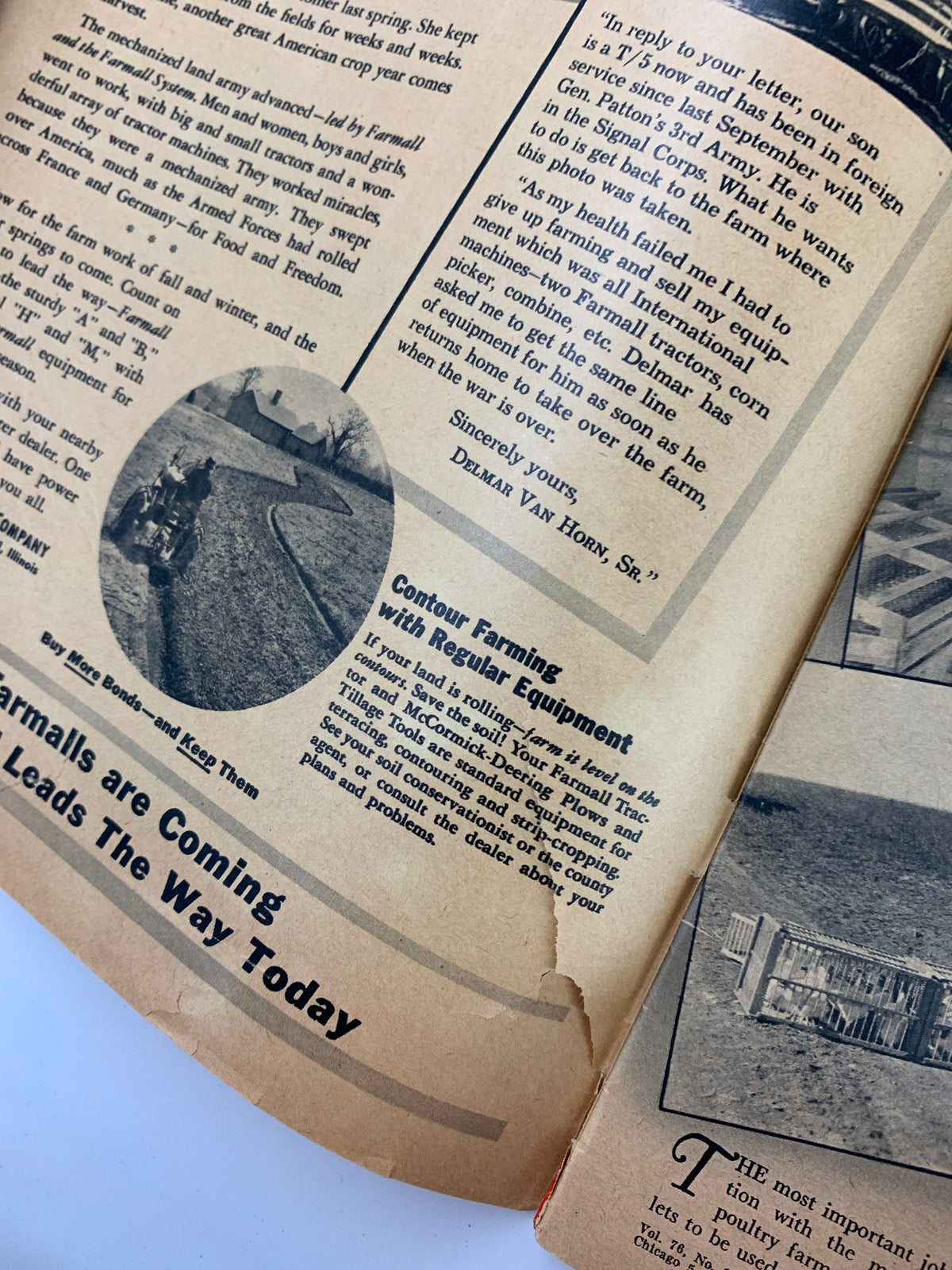 Inside page of the VTG American Poultry Journal September 1945, showcasing articles on farming practices and vintage magazine layout.