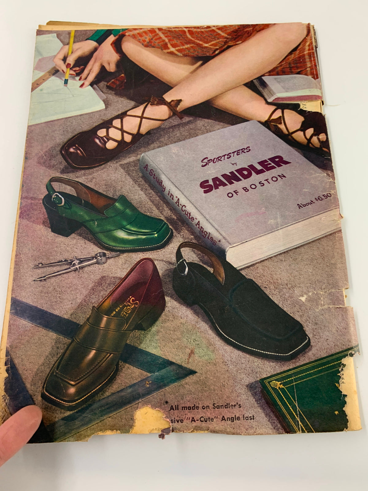 VTG Calling All Girls Magazine September 1946 featuring an advertisement for Sandler shoes, showcasing various stylish footwear popular in the 1940s.
