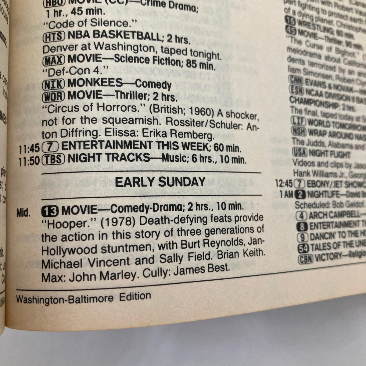 Inside page of TV Guide Magazine from March 21, 1987, detailing TV listings and programming highlights, representing 1980s entertainment history.