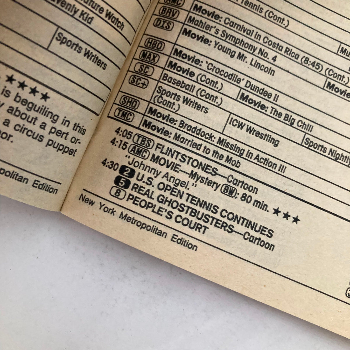 Inside page of TV Guide Magazine September 2 1989 displaying television listings and program schedule, emphasizing the New York Metropolitan Edition.