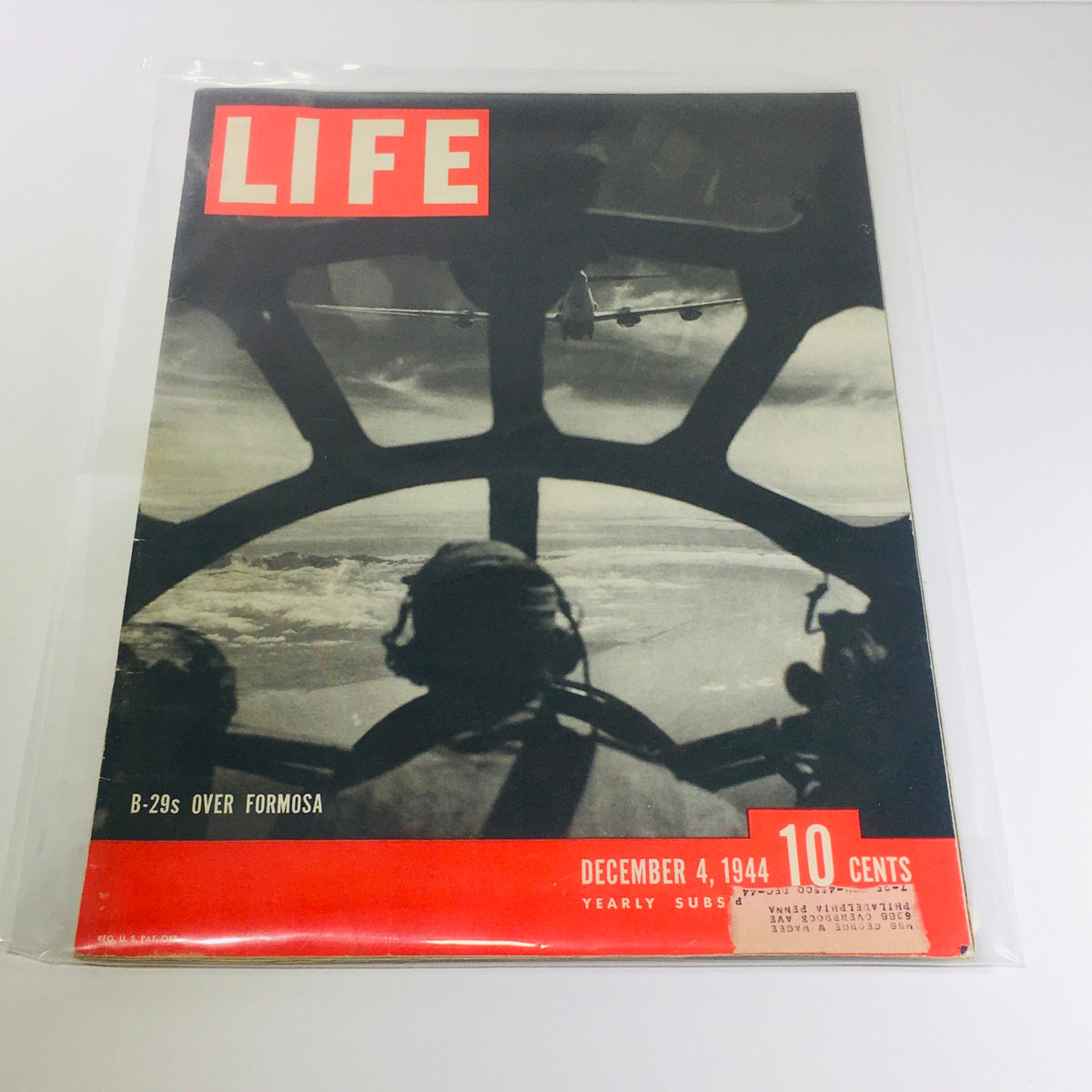 Vintage Life Magazine Cover from December 4, 1944, featuring the title 'B-29s Over Formosa', showcasing a historical aviation moment from WWII.
