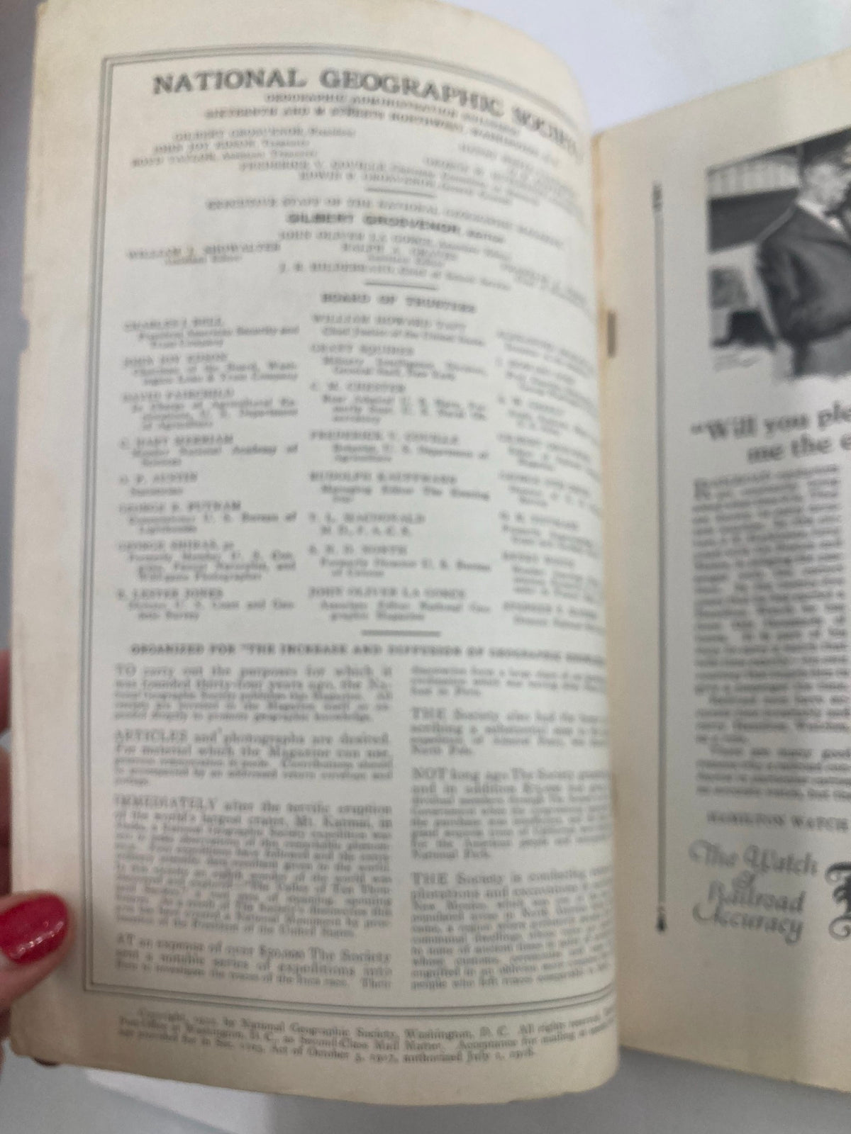 Interior page of the National Geographic Magazine from May 1922, featuring the magazine's structure and content focus.