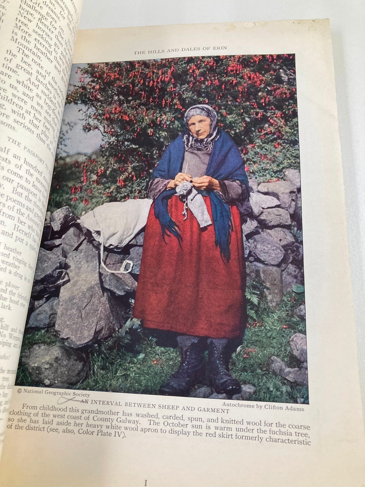 Vintage National Geographic Magazine March 1927 photograph of a woman in traditional attire, highlighting the historical and cultural aspects of the Green Mountain State.