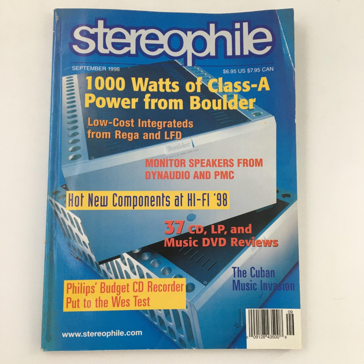 Cover of Stereophile Magazine September 1998 showcasing Dynaudio and PMC Monitor Speakers with headlines about audio technology and reviews.