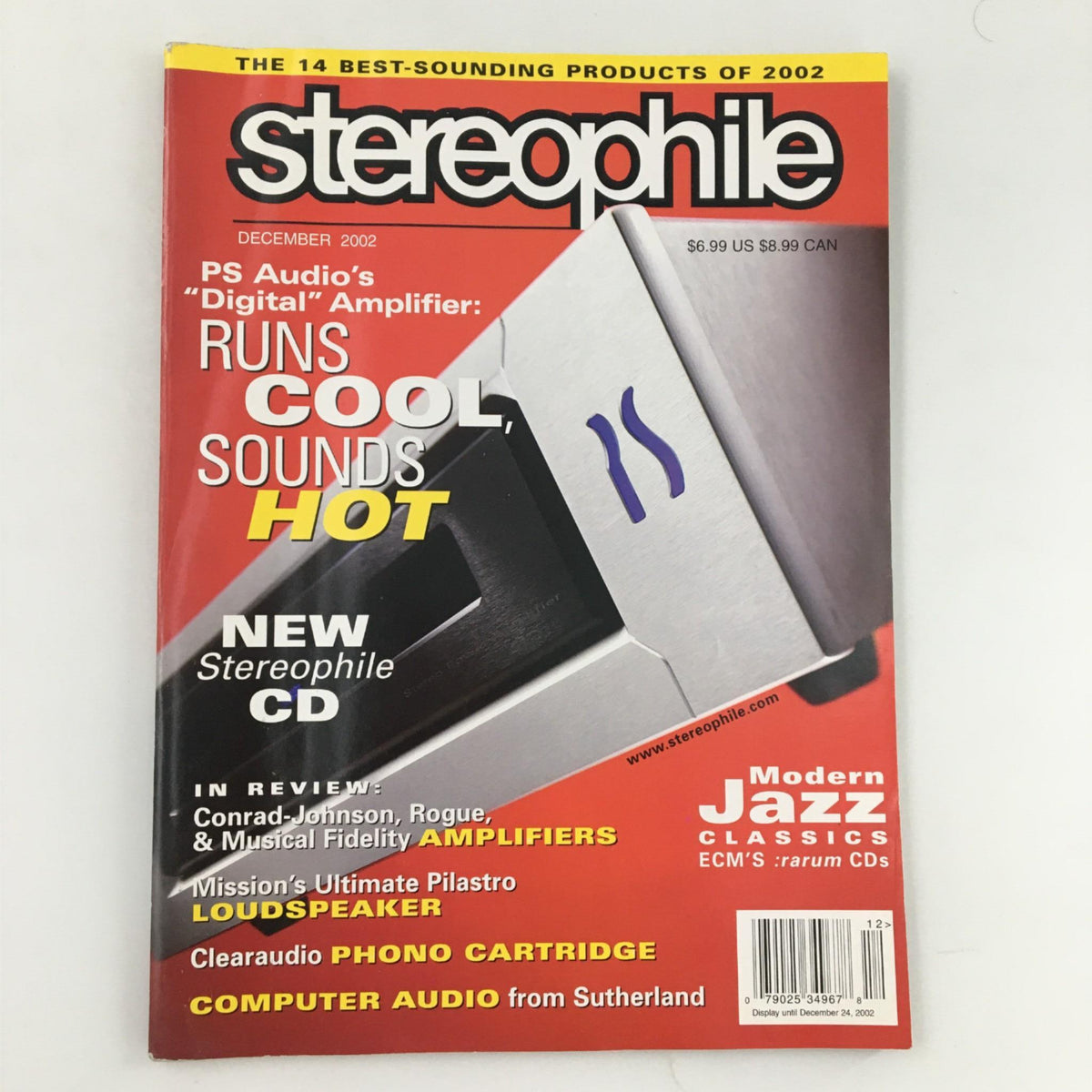 Cover of Stereophile Magazine December 2002 featuring PS Audio Digital Amplifier, showcasing audio technology insights and features from the year, ideal for collectors and audiophiles.