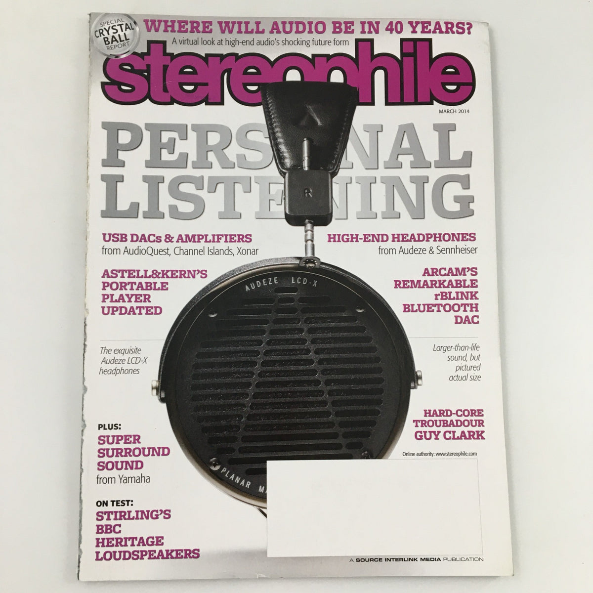Cover of Stereophile Magazine March 2014 featuring a profile on Hard-Core Troubadour Guy Clark, showcasing audio equipment and listening tips.