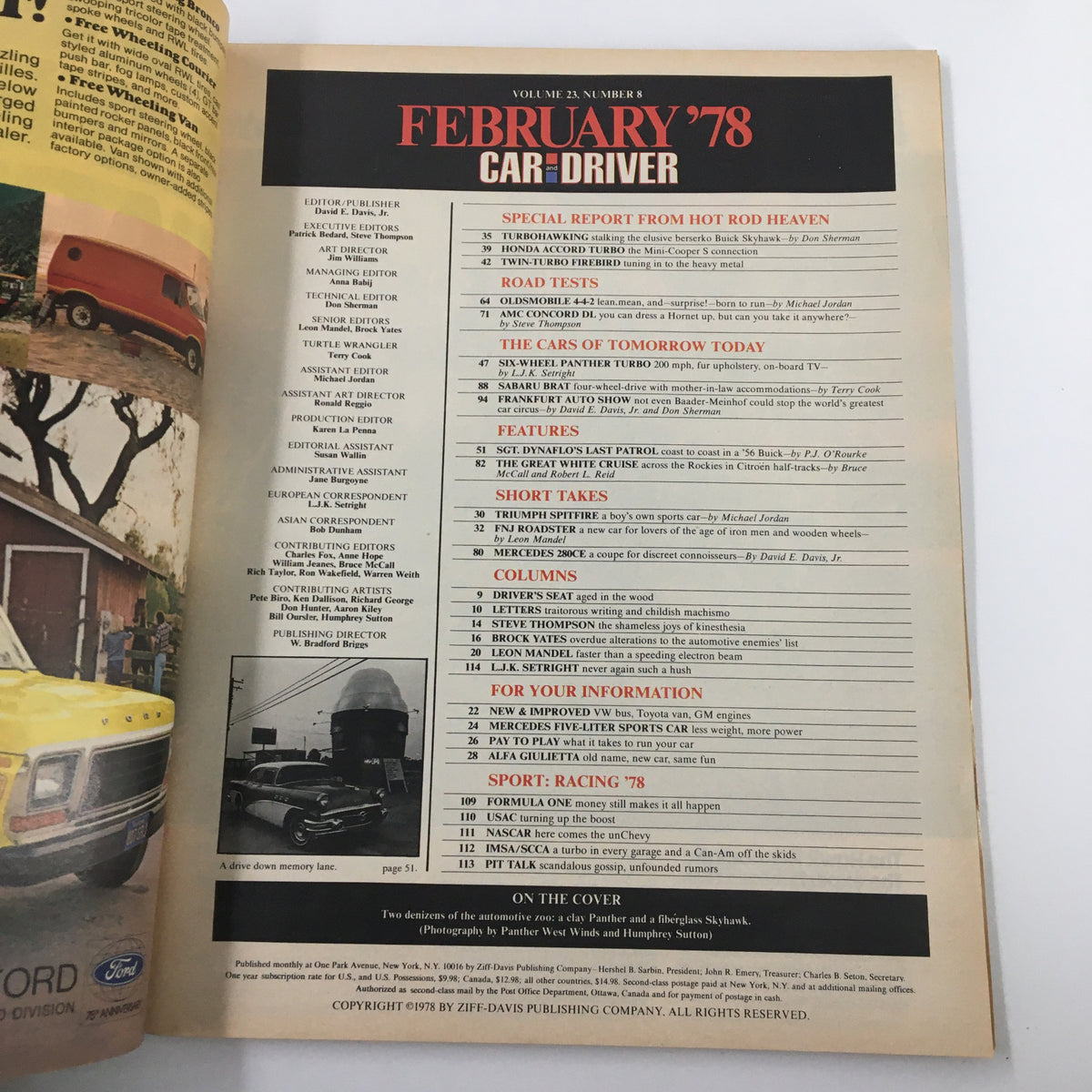 Vintage Car and Driver Magazine February 1978 Panther's Cadillac Engined Supercar
