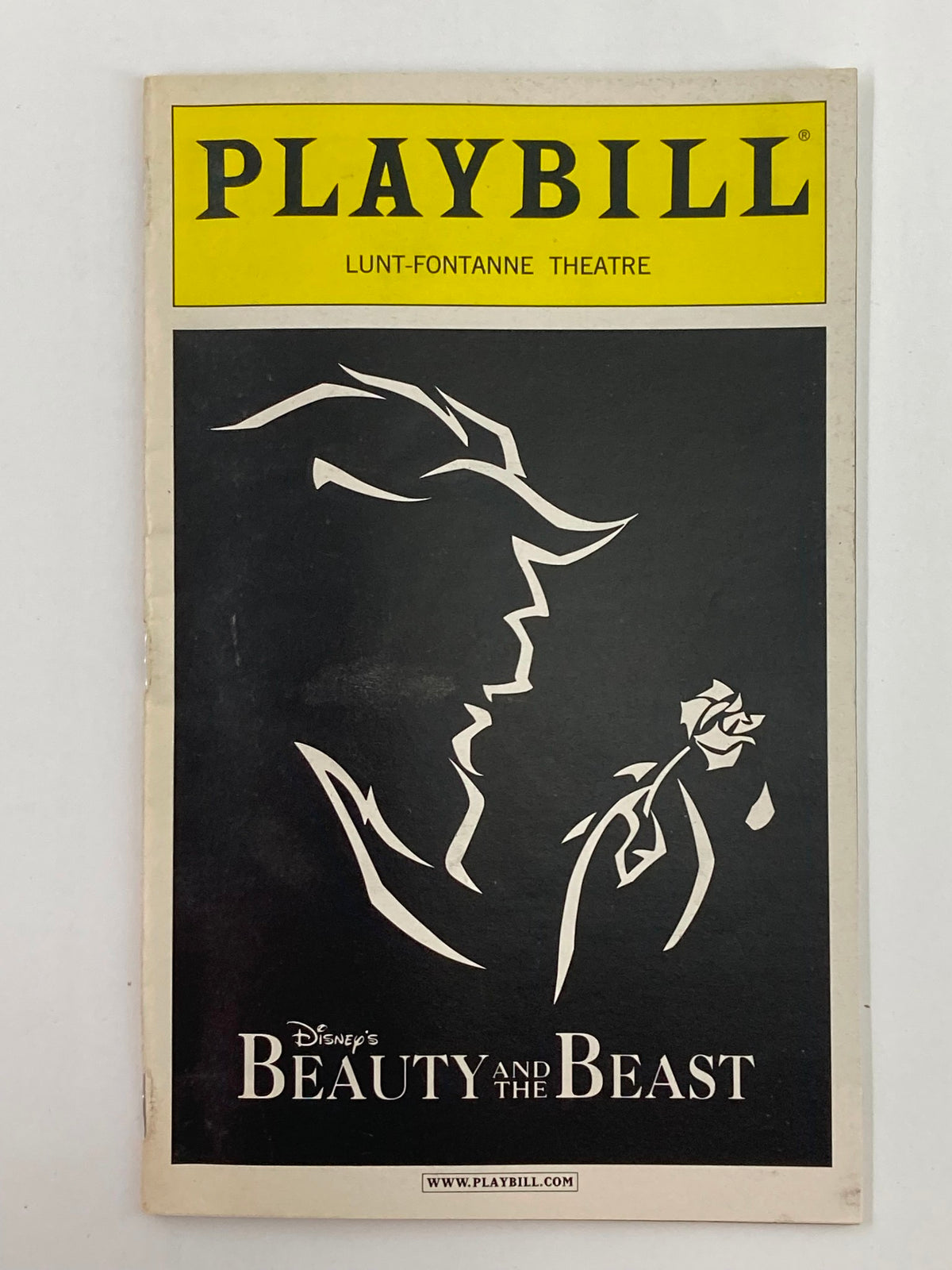 2002 Playbill from Lunt-Fontanne Theatre featuring Steve Blanchard in Disney's Beauty and the Beast, showcasing iconic artwork and design associated with the popular Broadway musical.
