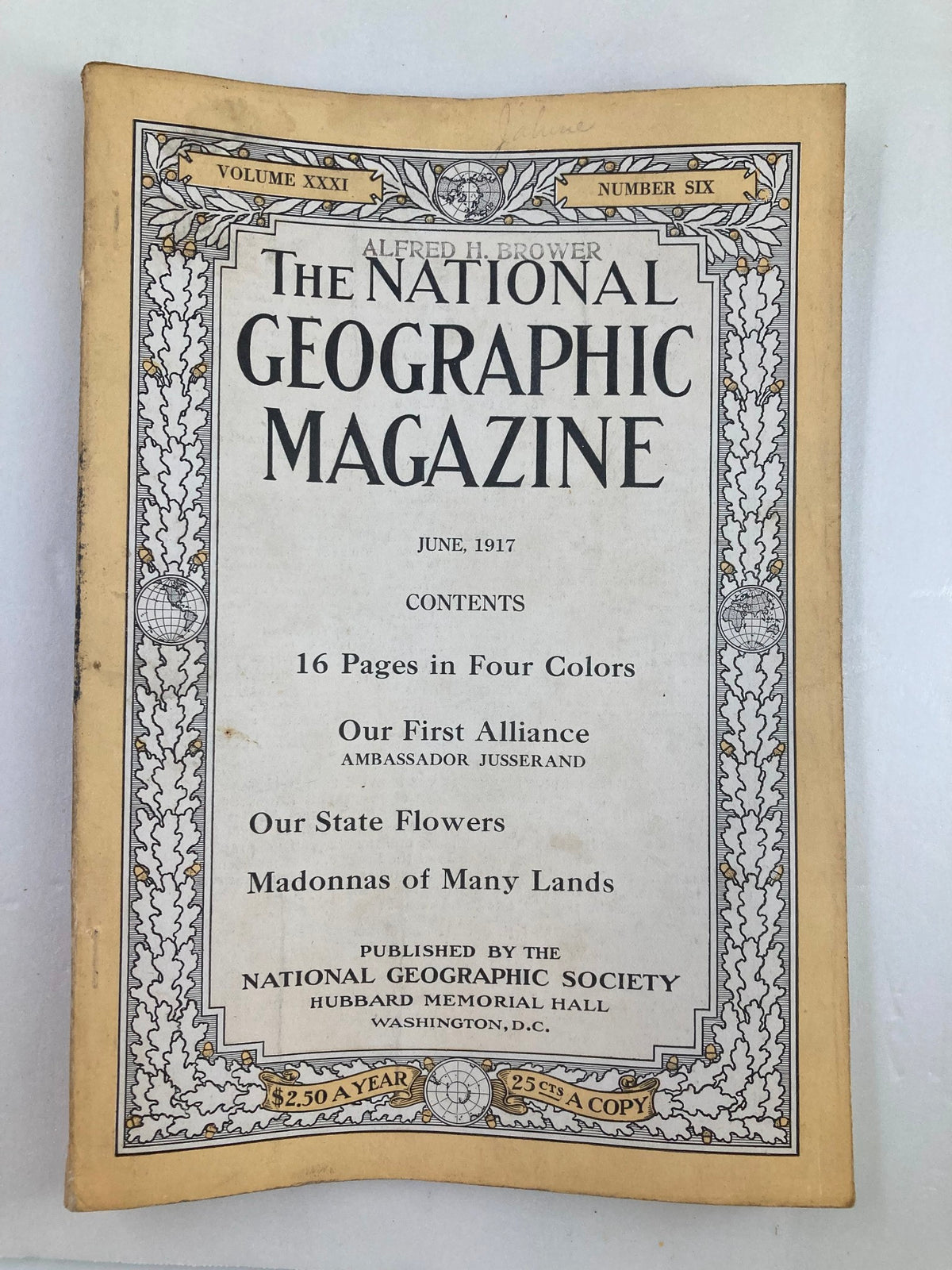 Cover of the June 1917 issue of The National Geographic Magazine titled 'Our State Flowers', showcasing the magazine's title and volume details, featuring a vintage design.