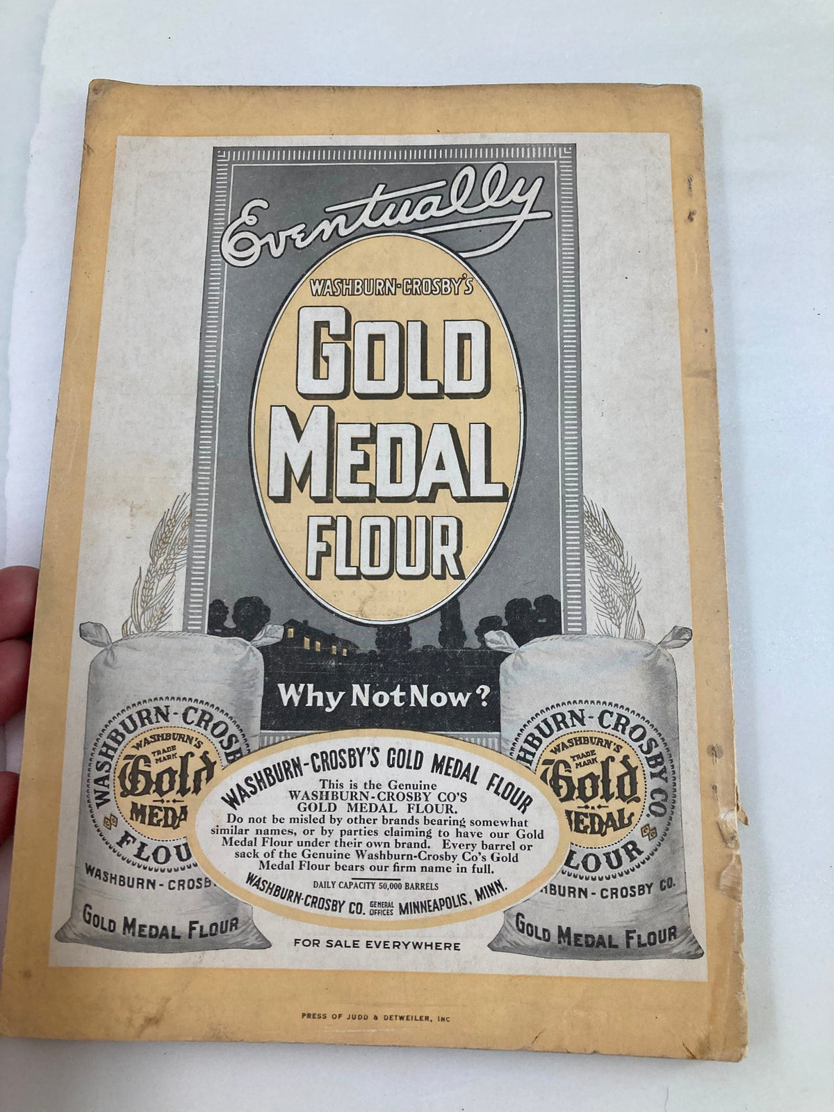Cover page of Washburn-Crosby's Gold Medal Flour advertisement, featured in VTG The National Geographic Magazine June 1916, displaying vintage advertising design.