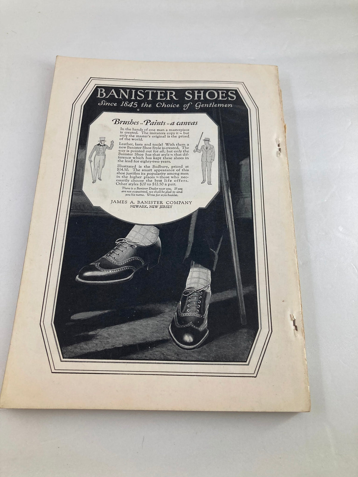 Vintage advertisement for Banister Shoes from VTG The National Geographic Magazine March 1927, emphasizing quality footwear with an elegant design.