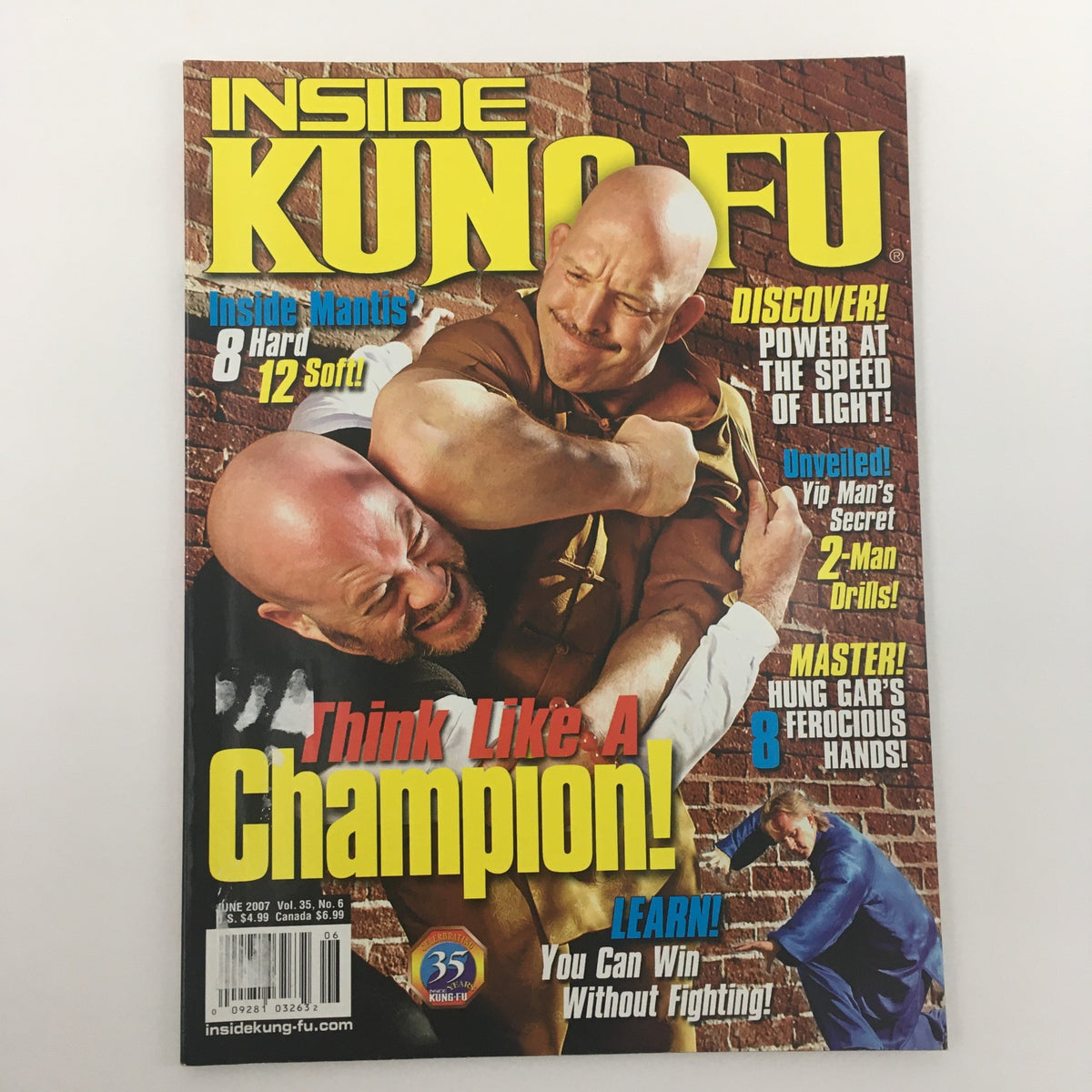 Inside Kung-Fu Magazine June 2007 cover featuring 'Yip Man's Secret 2-Man Drills' and a martial arts demonstration, showcasing techniques and training insights.