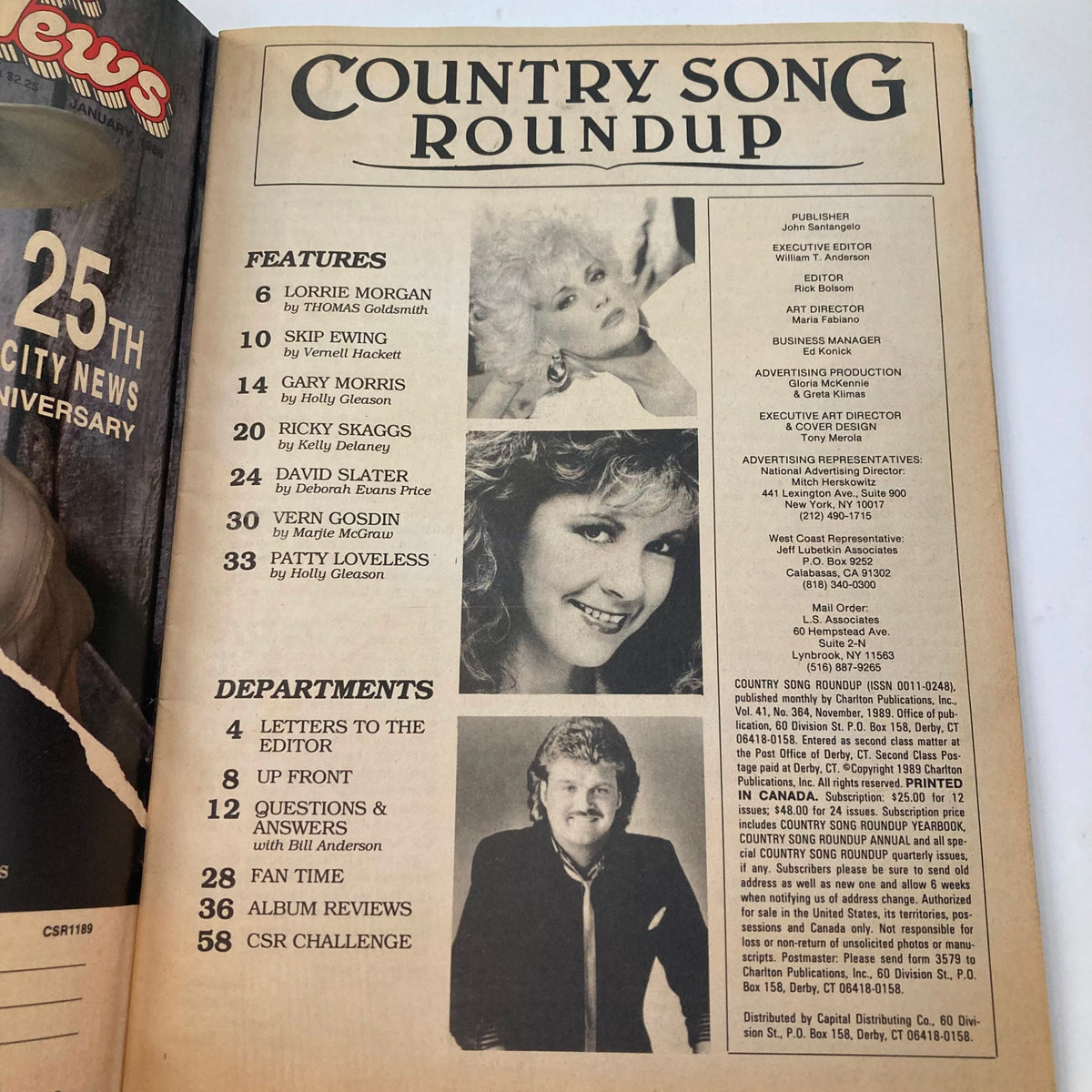 Vintage Country Song Roundup Magazine November 1989 Ricky Skaggs & Vern Gosdin