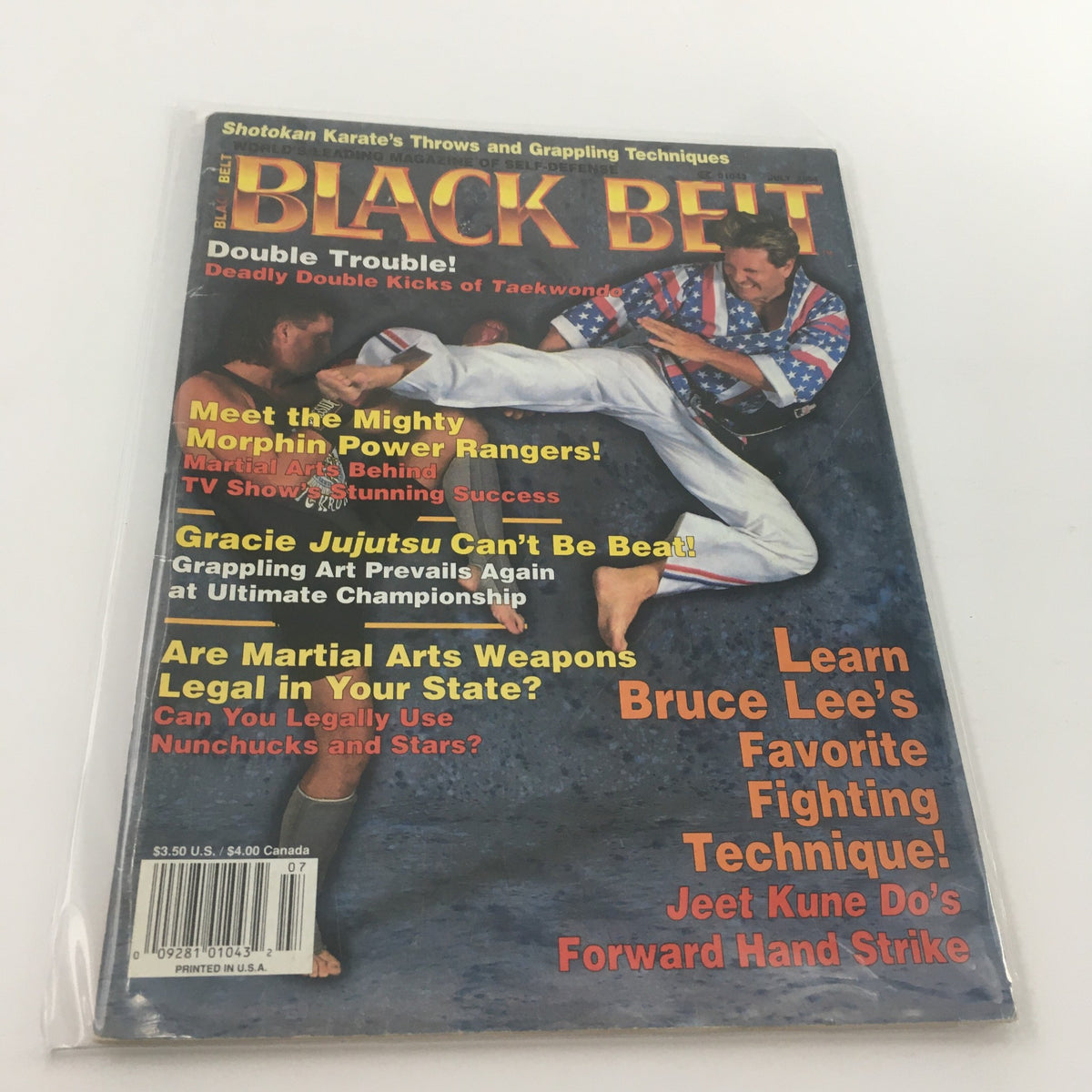 Cover of Black Belt Magazine July 1994 featuring Gracie Jiujitsu Ultimate Champion with a colorful martial arts action shot.