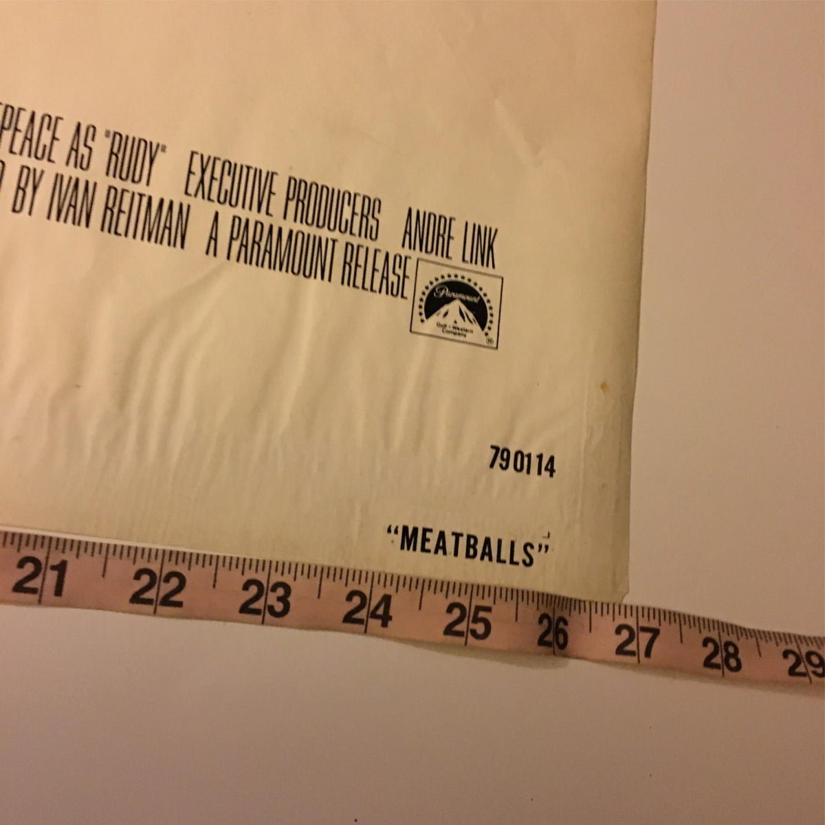 Detailed image of the production information at the bottom of the 1979 MeatBalls Original Movie Poster featuring Bill Murray.