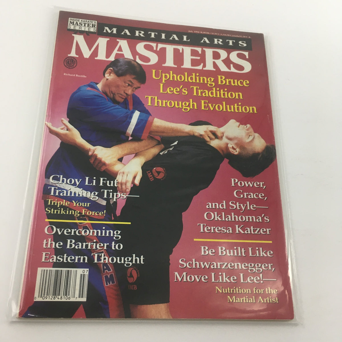 Martial Arts Masters Magazine July 1994 cover featuring Richard Bustillo, highlighting martial arts training techniques and philosophy.