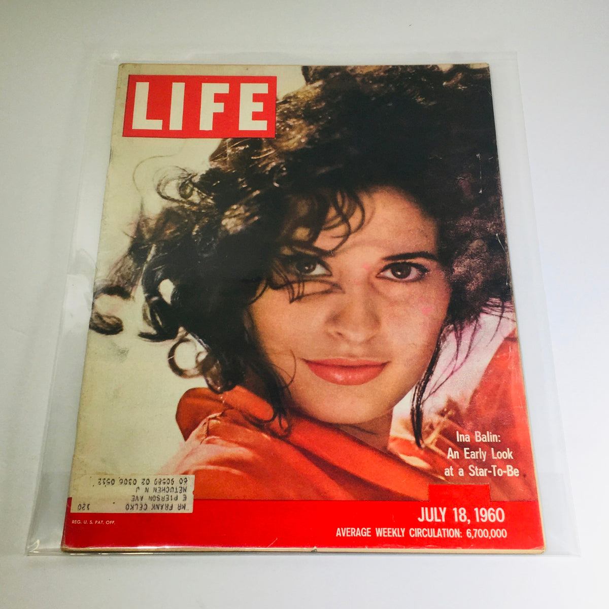 Cover of VTG Life Magazine: July 18, 1960 featuring a striking image of Ina Balin with an engaging expression. The cover highlights the article 'An Early Look at A Star-To-Be' along with the magazine's iconic red title and publication date.