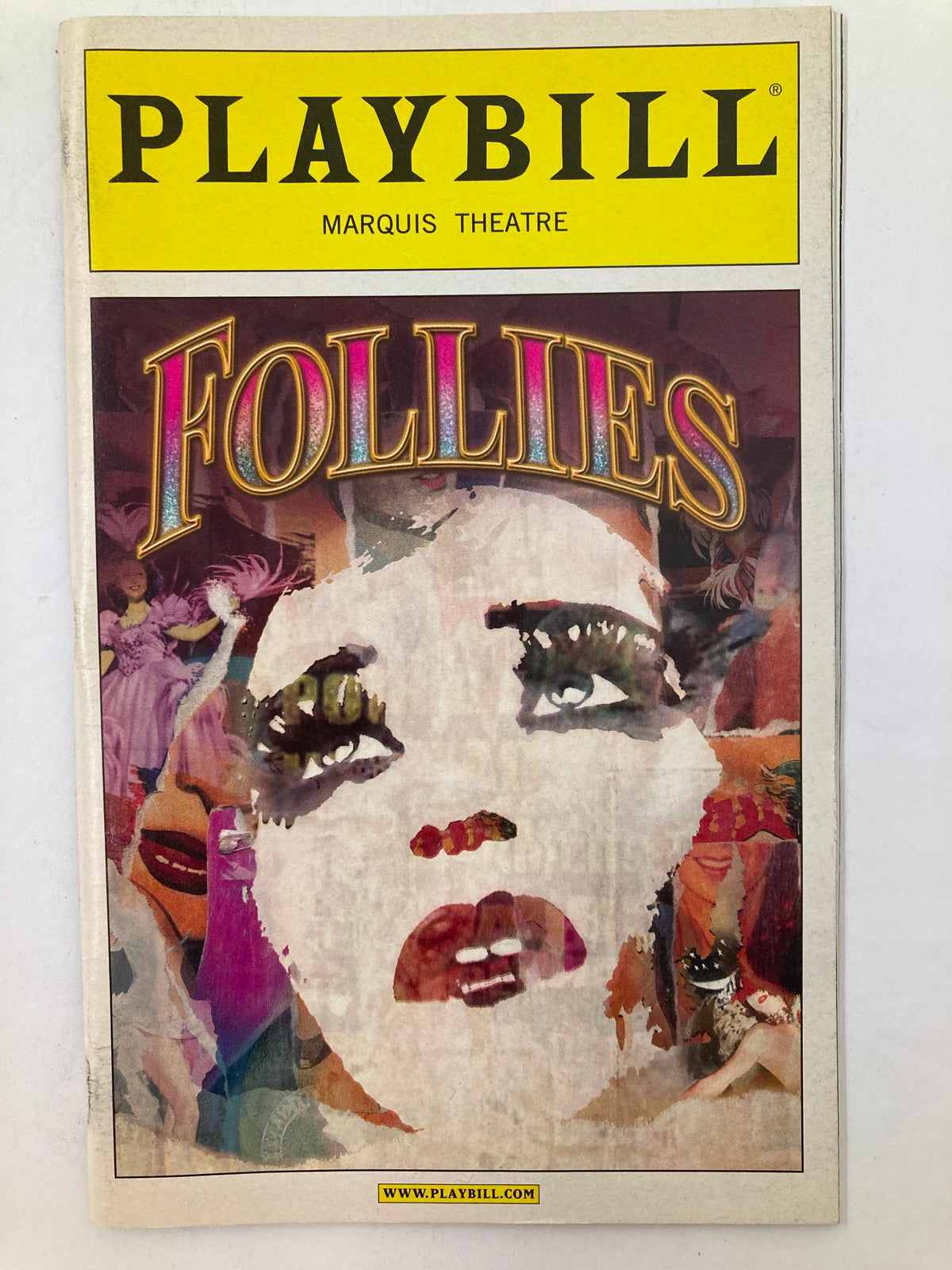 2011 Playbill from Marquis Theatre for the production of Follies featuring a striking cover design and iconic artwork.