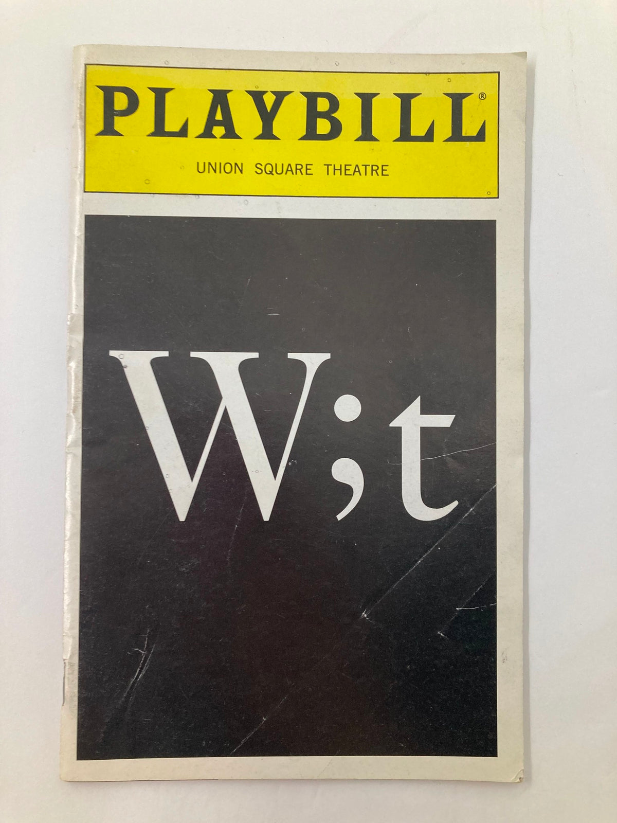 2000 Playbill from Union Square Theatre featuring the play 'Wit' by Lisa Harrow and William Cain, showcasing vintage theater memorabilia.