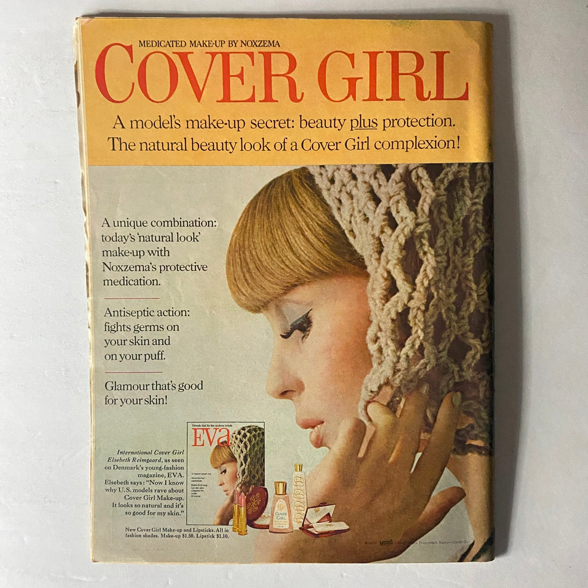 Ad for Cover Girl makeup in 'Teen Magazine October 1967,' promoting natural beauty and skincare with Noxzema, featuring a model with a unique hairstyle.