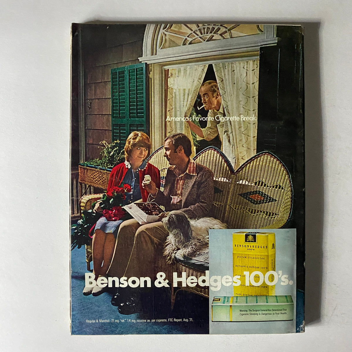 Back cover of Esquire Magazine June 1972 featuring an advertisement for Benson & Hedges 100's cigarettes, emphasizing a social scene.