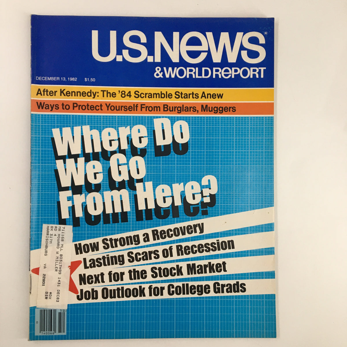 Cover of US News & World Report Magazine dated December 13, 1982, featuring the title 'Where Do We Go From Here?' with articles on economic recovery and job outlook.