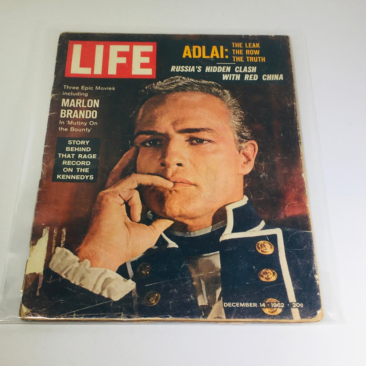 Cover of VTG Life Magazine from December 14, 1962 featuring the headline 'Adlai: The Leak, The Row, The Truth'. The cover showcases a portrait of a man with a contemplative expression.