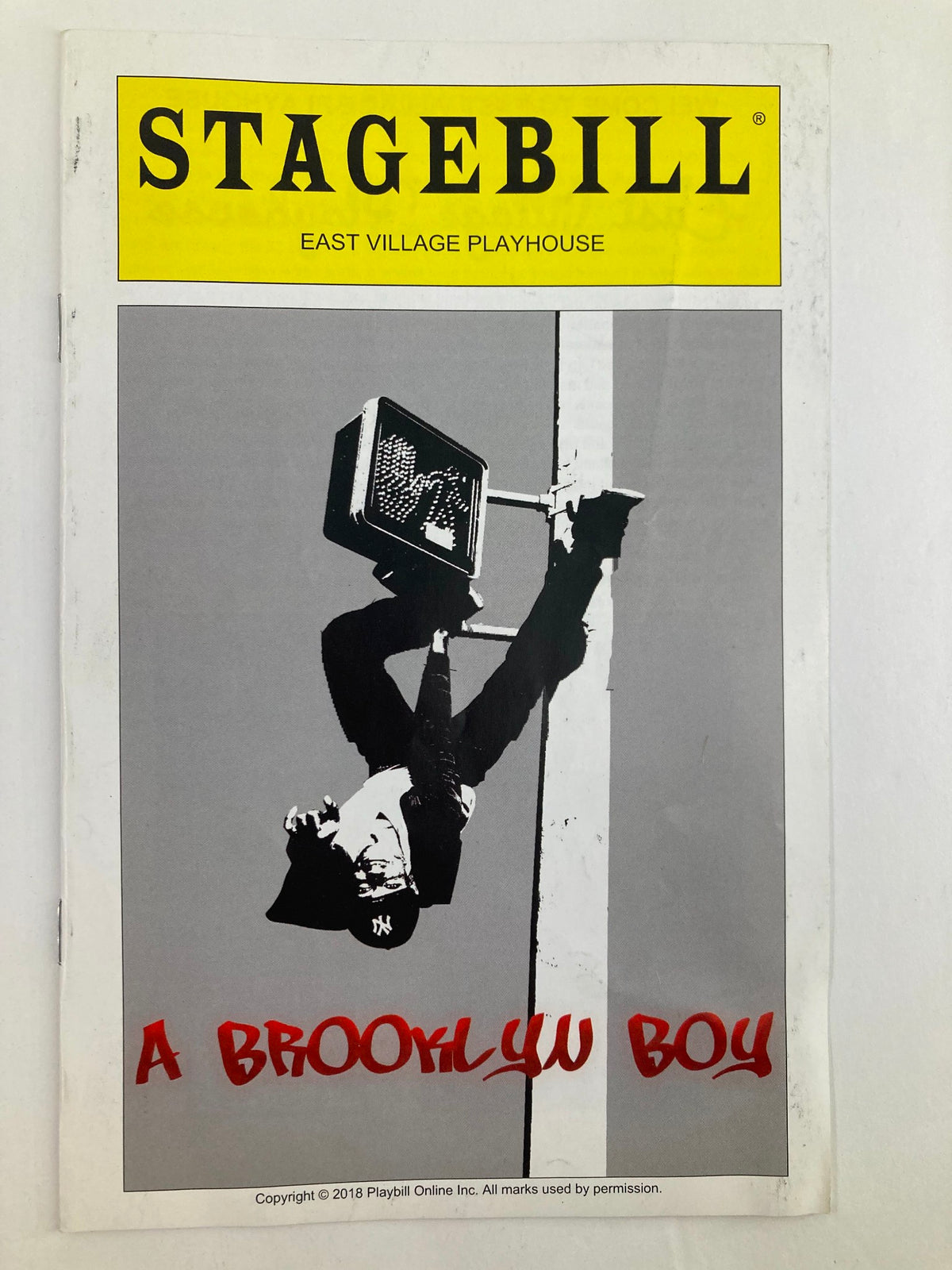 2018 Playbill for 'A Brooklyn Boy' at East Village Playhouse featuring a dramatic cover image.
