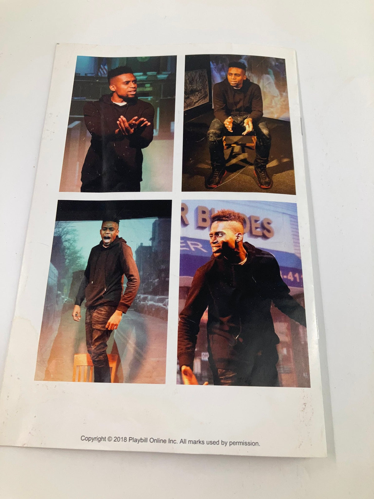 2018 Playbill for A Brooklyn Boy at East Village Playhouse, highlighting performance stills of Steven Prescod in character.