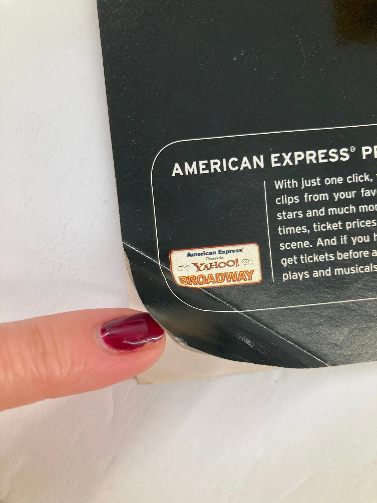 Back cover of the 2005 Playbill for the Bernard B. Jacobs Theatre featuring American Express promotional information.