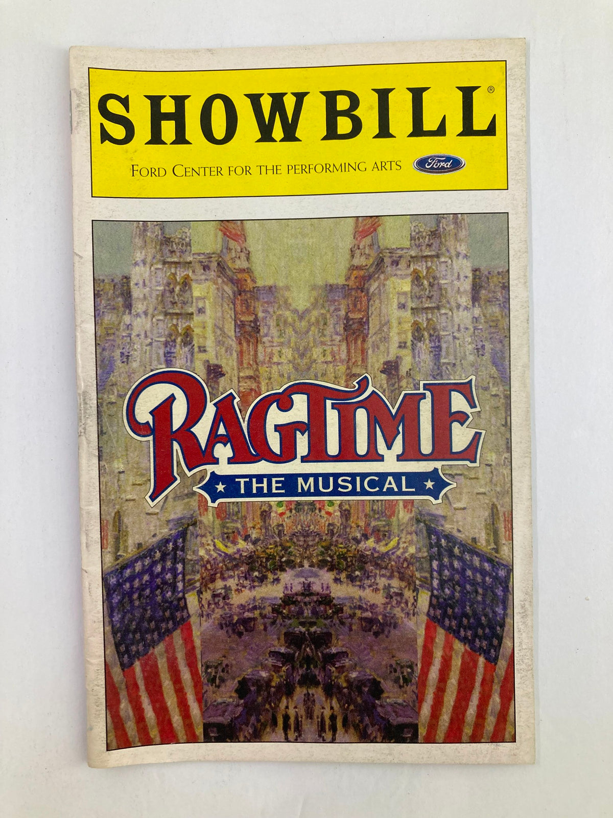 1999 Playbill for Ragtime at the Ford Center for the Performing Arts, featuring colorful cover art with the title in bold and decorative elements.
