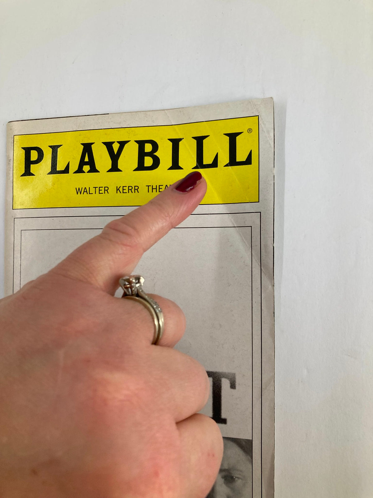 Close-up of the 2005 Playbill from Walter Kerr Theatre, highlighting the title section with Cherry Jones in Doubt: A Parable.